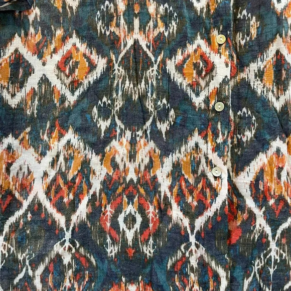 Westbound Multicolor Geometric Pattern 3/4 Sleeve Button Up Blouse | Size XL - Picture 2 of 8